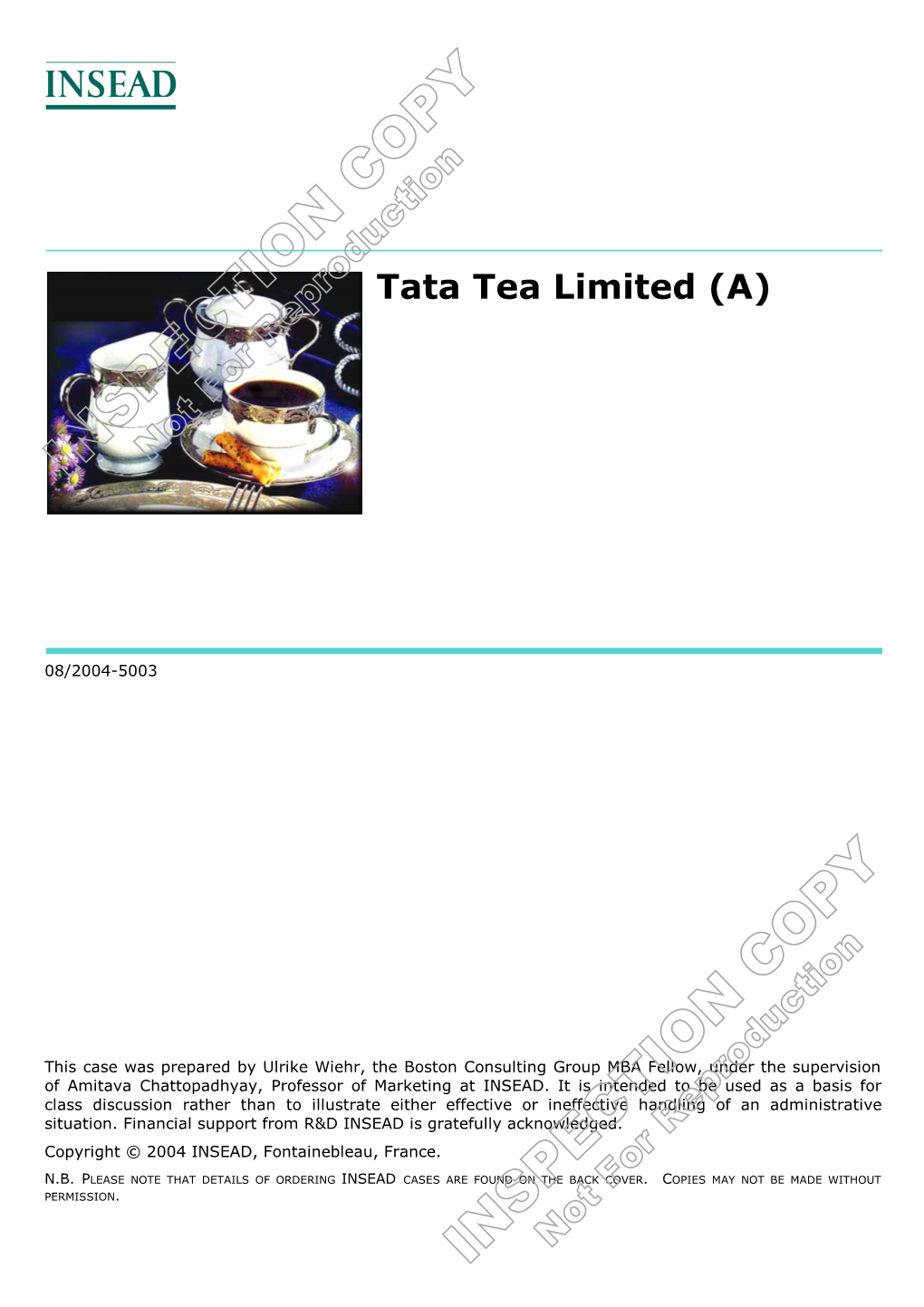 Tata Tea Limited (A)