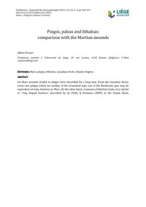 Pingos, Palsas and Lithalsas: Comparison with the Martian Mounds