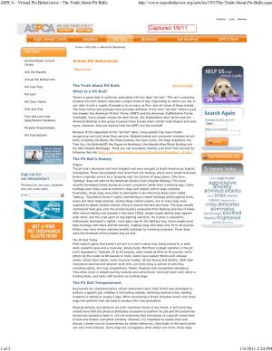 ASPCA - Virtual Pet Behaviorist - the Truth About Pit Bulls