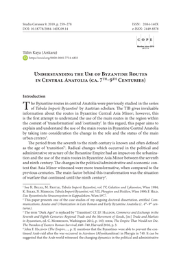 Understanding the Use of Byzantine Routes in Central Anatolia (Ca