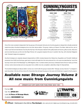 Strange Journey Volume 2 All New Music from Cunninlynguists