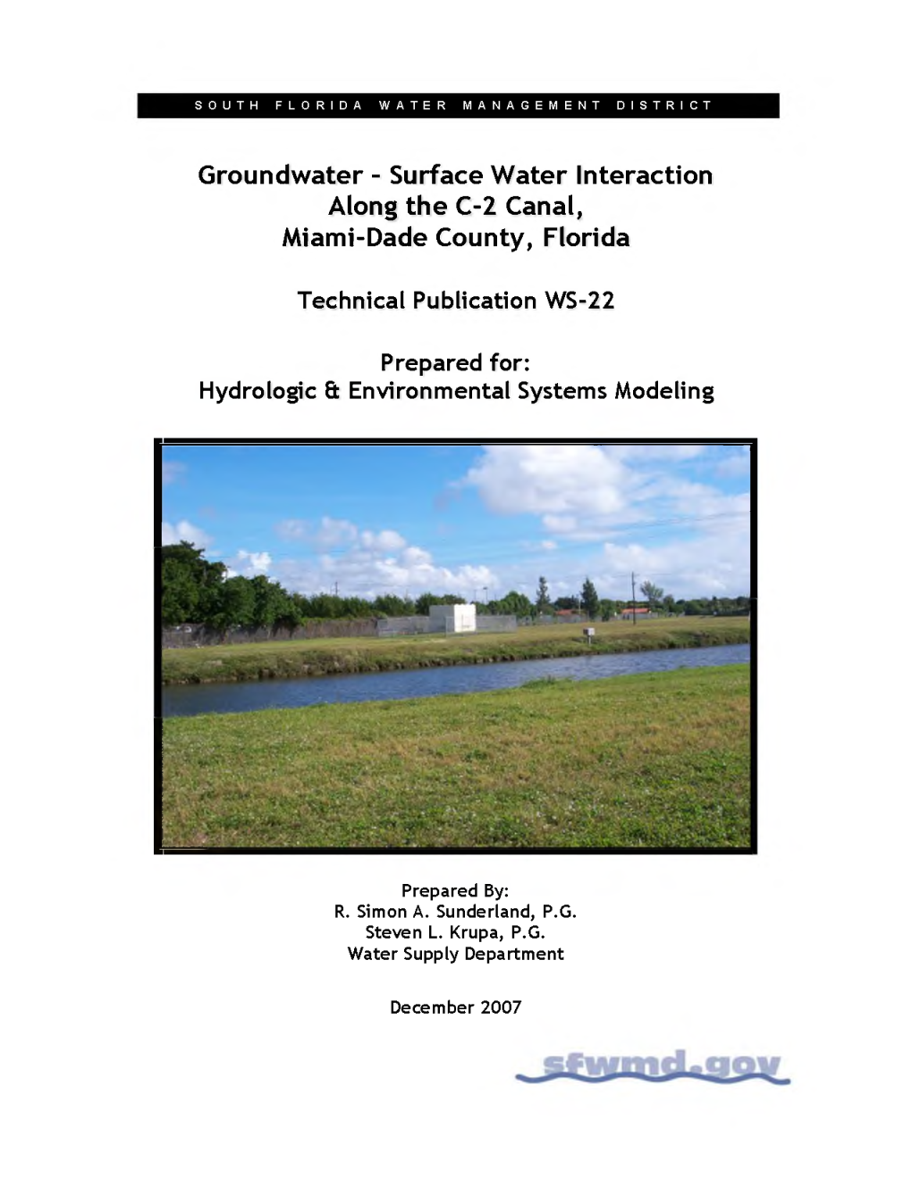 Groundwater - Surface Water Interaction Along the C-2 Canal, Miami-Dade County, Florida