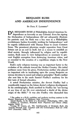 Benjamin Rush and American Independence