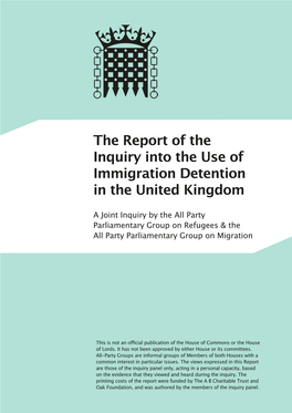 The Report of the Inquiry Into the Use of Immigration Detention in the United Kingdom