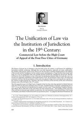 The Unification of Law Via the Institution of Jurisdiction in the 19Th Century: Commercial Law Before the High Court of Appeal of the Four Free Cities of Germany