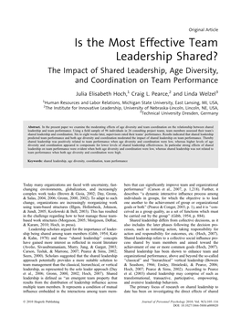 Is the Most Effective Team Leadership Shared? the Impact of Shared Leadership, Age Diversity, and Coordination on Team Performance