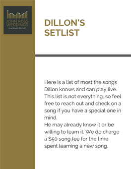 Dillon Setlist