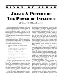 Joash: a Picture of the Power of Influence