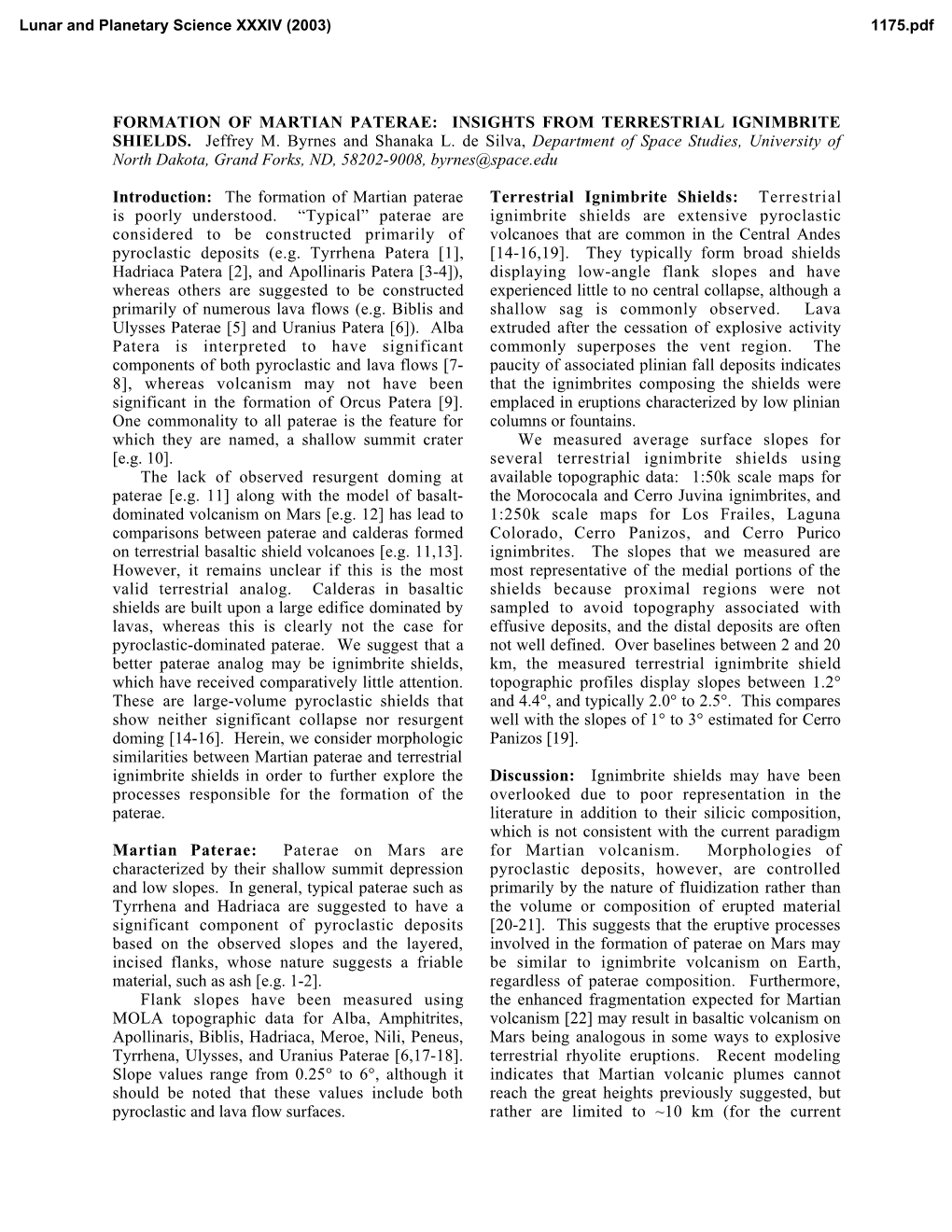 Formation of Martian Paterae: Insights from Terrestrial Ignimbrite Shields