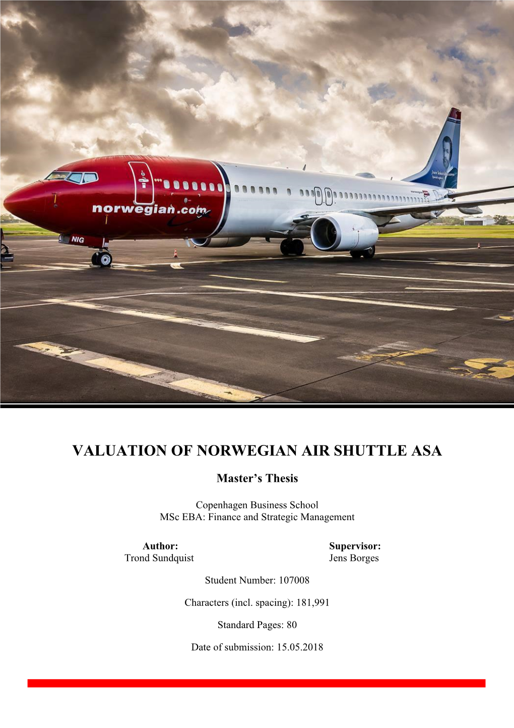 Valuation of Norwegian Air Shuttle Asa