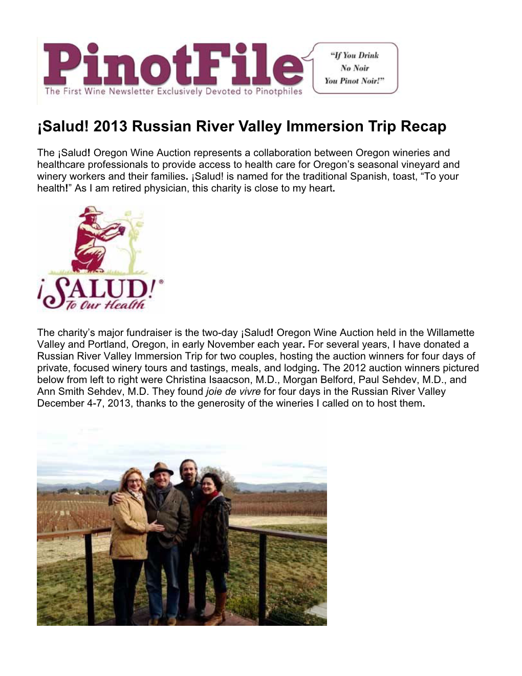 ¡Salud! 2013 Russian River Valley Immersion Trip Recap Freeman