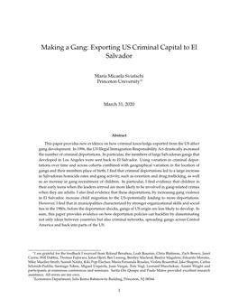 Making a Gang: Exporting US Criminal Capital to El Salvador