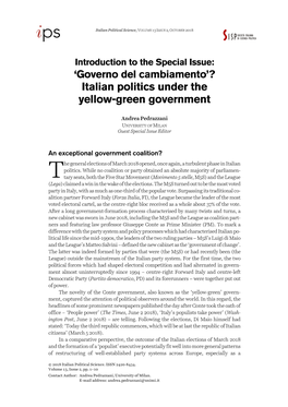 Italian Politics Under the Yellow-Green Government