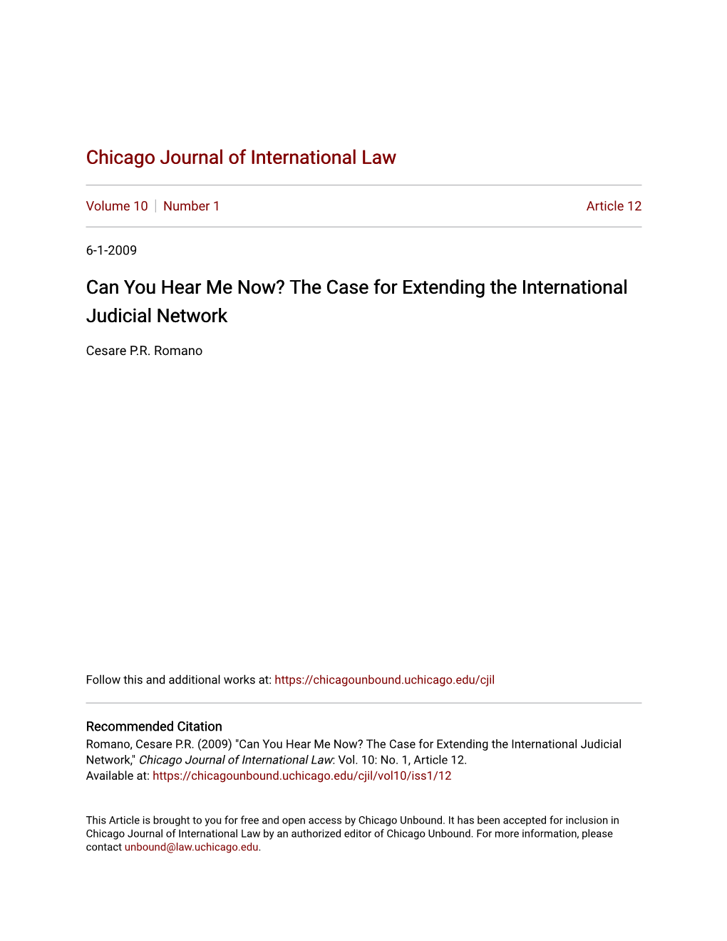 The Case for Extending the International Judicial Network