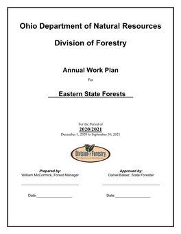 Ohio Department of Natural Resources Division of Forestry