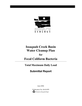 Issaquah Creek Basin Water Cleanup Plan for Fecal Coliform Bacteria