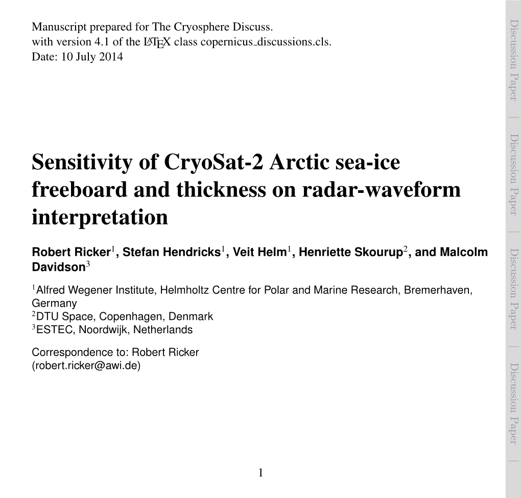 Sensitivity of Cryosat-2 Arctic Sea-Ice Freeboard and Thickness on Radar