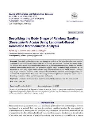 Describing the Body Shape of Rainbow Sardine (@Let@Token Dussumieria Acuta) Using Landmark-Based Geometric Morphometric Analysis