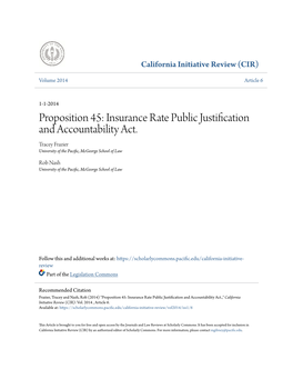 Proposition 45: Insurance Rate Public Justification and Accountability Act
