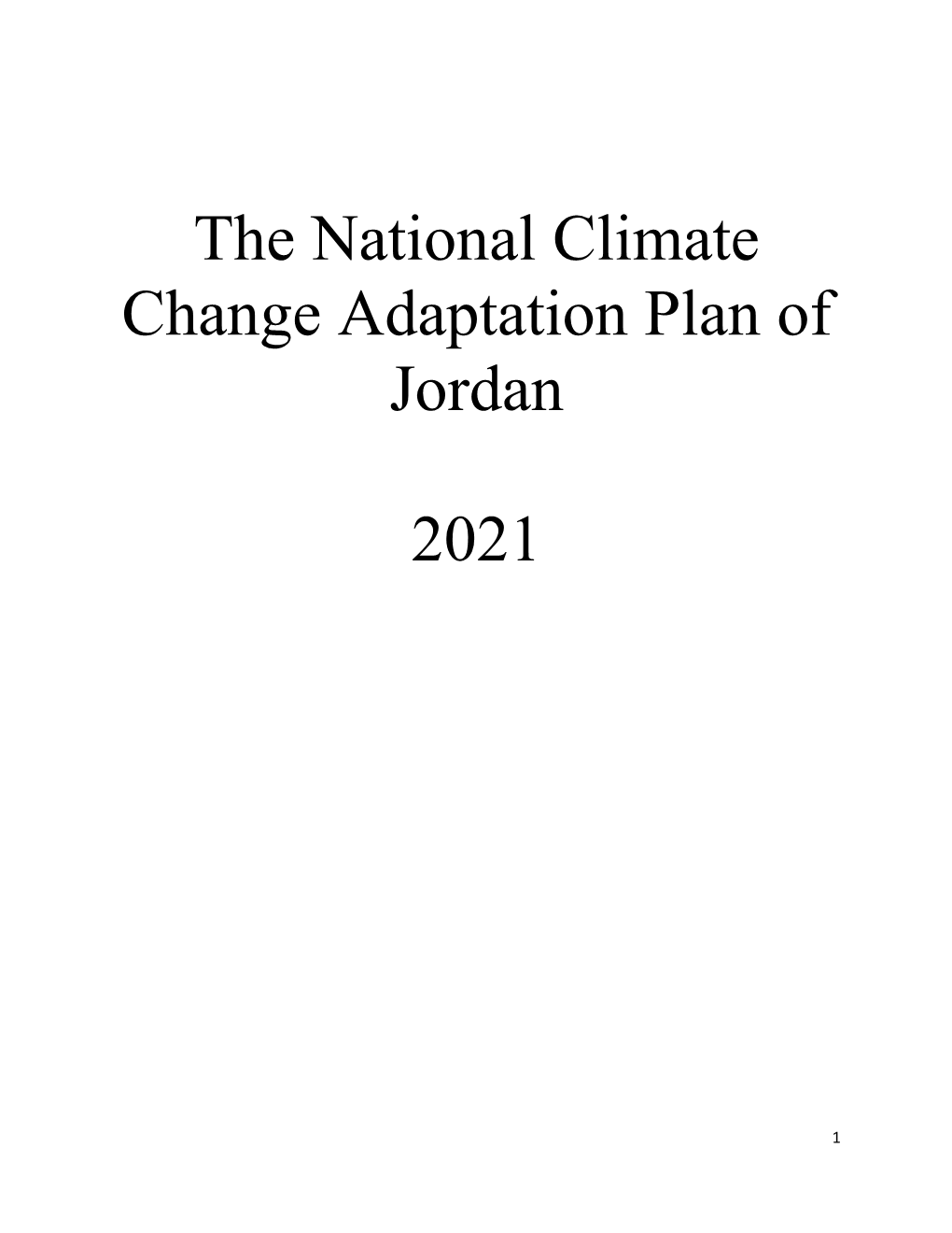 The National Climate Change Adaptation Plan of Jordan 2021