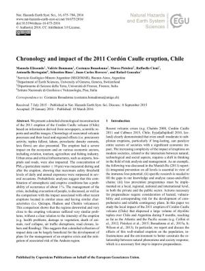 Chronology and Impact of the 2011 Cordón Caulle Eruption, Chile