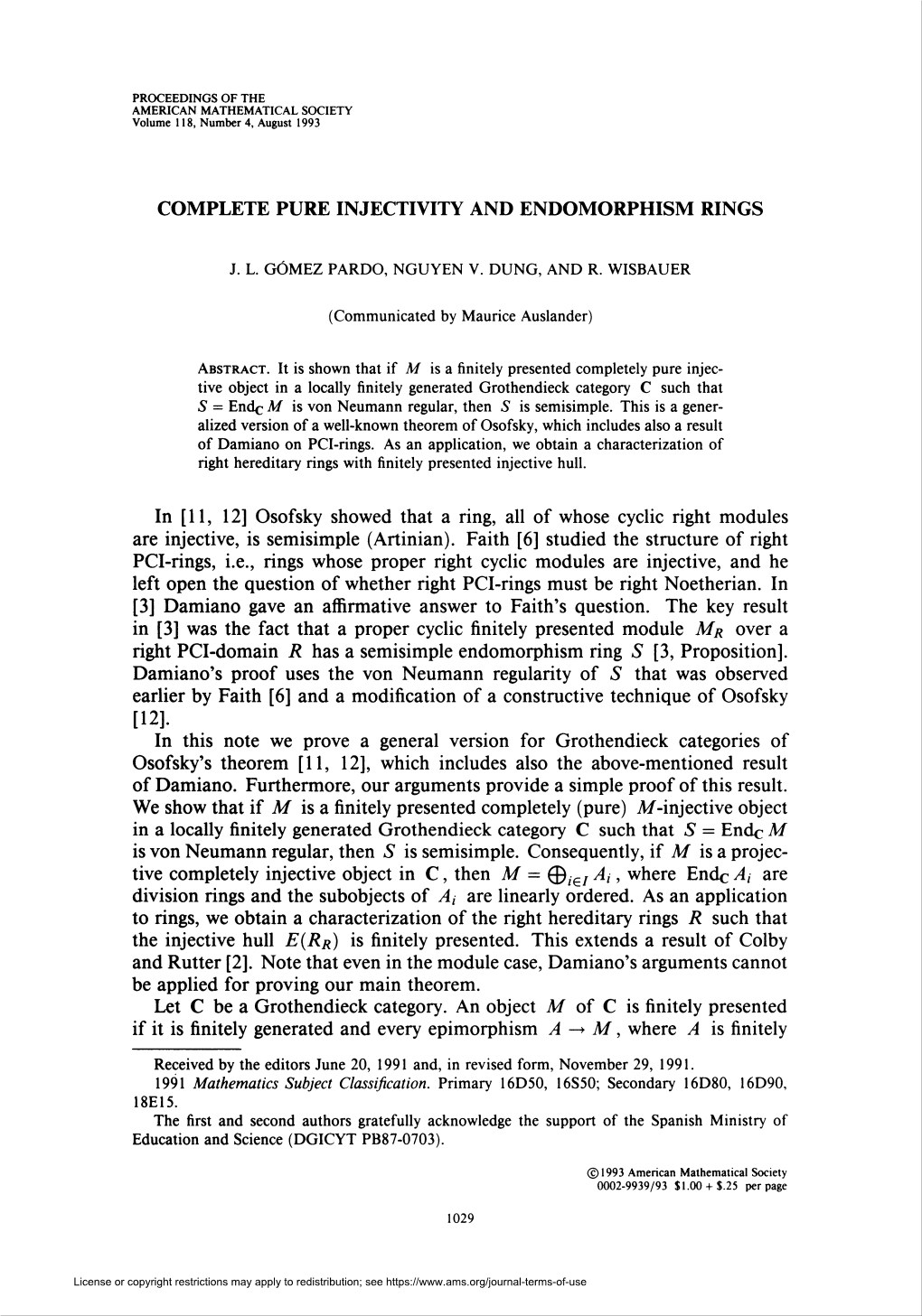 Complete Pure Injectivity and Endomorphism Rings [12]