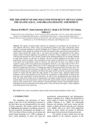 The Treatment of Soil Polluted with Heavy Metals Using the Sinapis Alba L