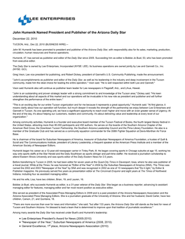 John Humenik Named President and Publisher of the Arizona Daily Star