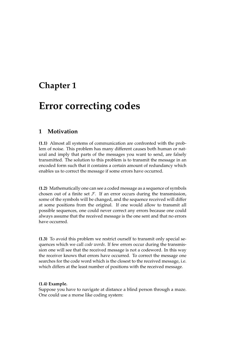 Error Correcting Codes