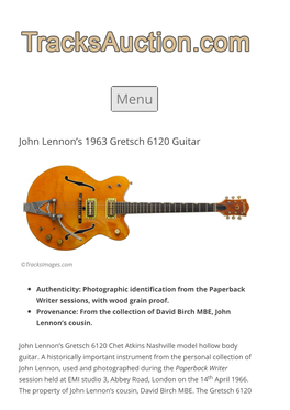 John Lennon's 1963 Gretsch 6120 Guitar