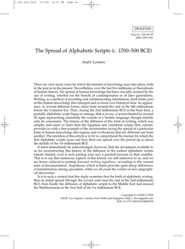 The Spread of Alphabetic Scripts (C. 1700–500 BCE)