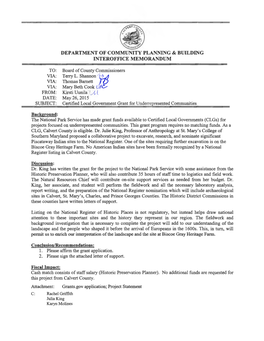 Department of Community Planning & Building Interoffice Memorandum