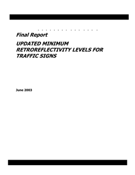 Final Report UPDATED MINIMUM RETROREFLECTIVITY