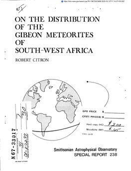 On the Distribution of the Gibeon Meteorites of South-West Africa Robert Citron