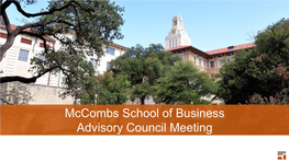 Mccombs School of Business Advisory Council Meeting