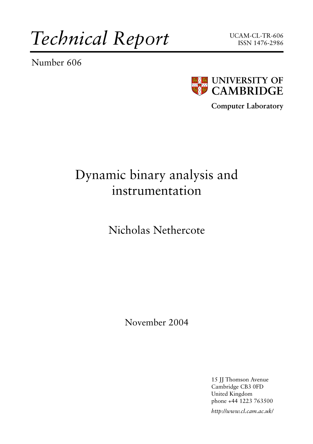 Dynamic Binary Analysis and Instrumentation