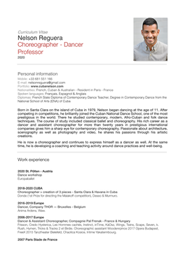 Nelson Reguera Choreographer - Dancer Professor 2020