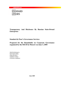 Transparency and Disclosure by Russian State-Owned Enterprises