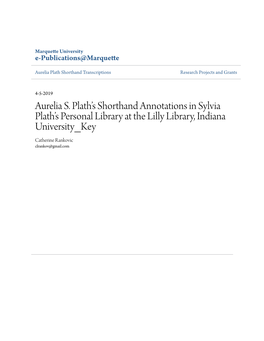 Aurelia S. Plath's Shorthand Annotations in Sylvia Plath's
