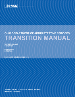 TRANSITION MANUAL Ted Strickland Governor