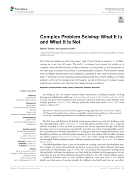 Complex Problem Solving: What It Is and What It Is Not