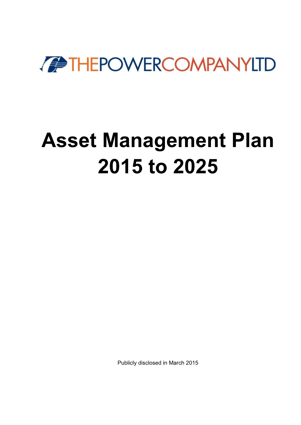 Asset Management Plan 2015 to 2025