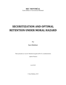 Securitization and Optimal Retention Under Moral Hazard