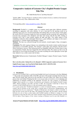 Comparative Analysis of Leicester City's English Premier League Title