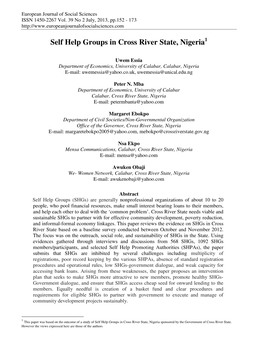 Self Help Groups in Cross River State, Nigeria 1