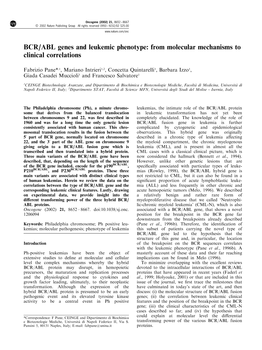 BCR/ABL Genes and Leukemic Phenotype: from Molecular Mechanisms to Clinical Correlations