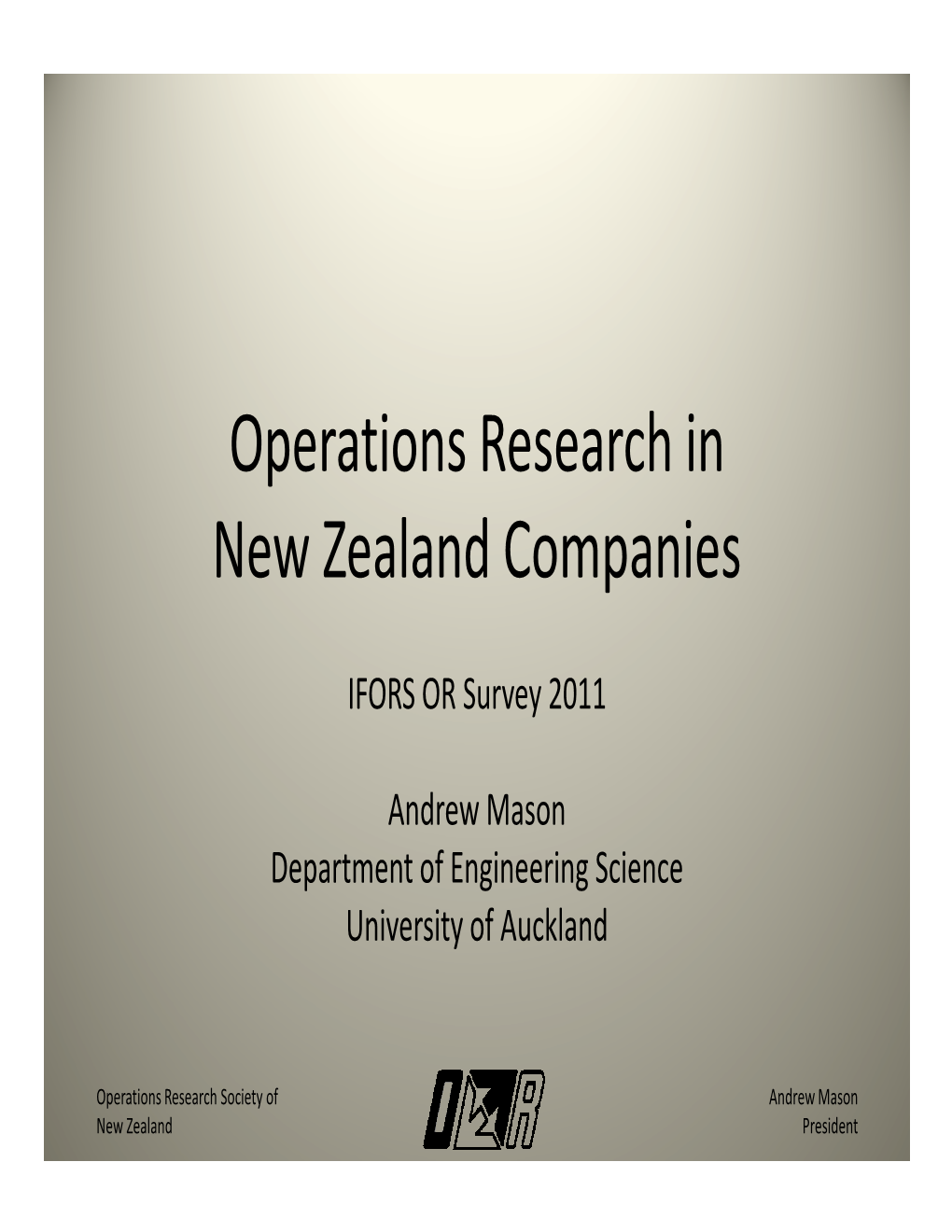 Operations Research in New Zealand Companies