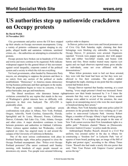 US Authorities Step up Nationwide Crackdown on Occupy Protests