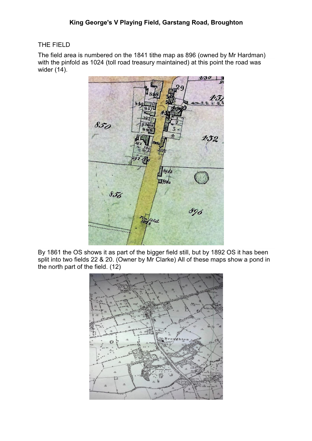 King George's V Playing Field, Garstang Road, Broughton the Parish Council Allowing the RAF (Based Locally and at Barton Hall) the Use the Field for “Games”