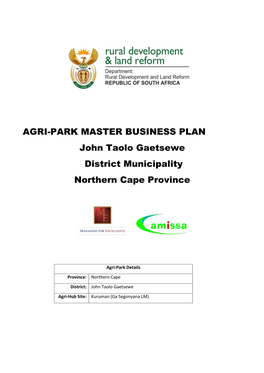 John Taolo Gaetsewe District Municipality Agri-Park-Master